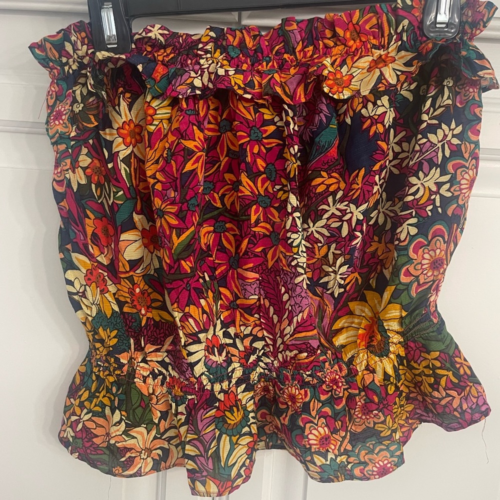Maeve by Anthropologie Floral Strapless Tube Top Blouse Size M